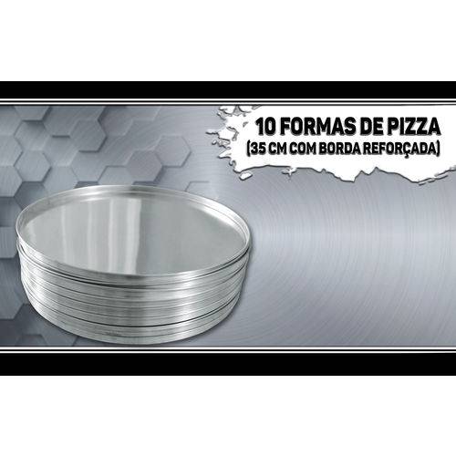 Tamanhos, Medidas e Dimensões do produto Kit 10 Forma de Pizza 35cm com Borda Reforçada Profissional