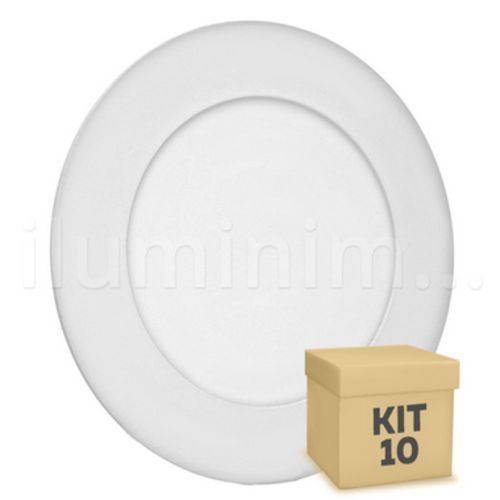 Tamanhos, Medidas e Dimensões do produto Kit 10 Luminária Plafon Led Branco Quente Redondo Embutir Slim 6w 3500k