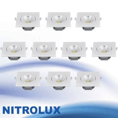 Tamanhos, Medidas e Dimensões do produto Kit 10 Und Luminária de Embutir Spot LED Quadrado 5w Branco Frio 6500k Nitrolux