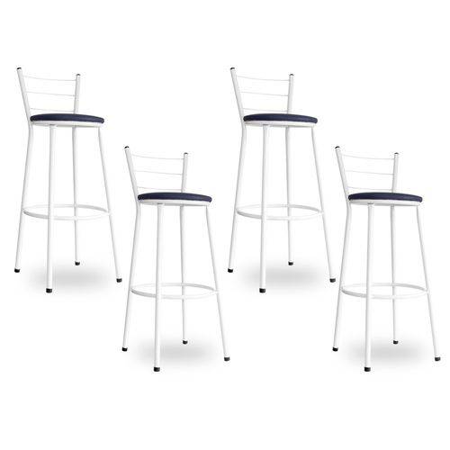 Tamanhos, Medidas e Dimensões do produto Kit 4 Banquetas Bistrô Aço em Pintura Epóxi Branca com Assento Azul