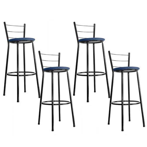 Tamanhos, Medidas e Dimensões do produto Kit 4 Banquetas Bistrô Aço em Pintura Epóxi Preta com Assento Azul