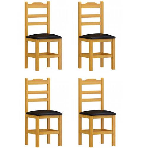 Tamanhos, Medidas e Dimensões do produto Kit 4 Cadeiras Pérola Madeira Maciça Cor Cerejeira com Estofado Corano Preto