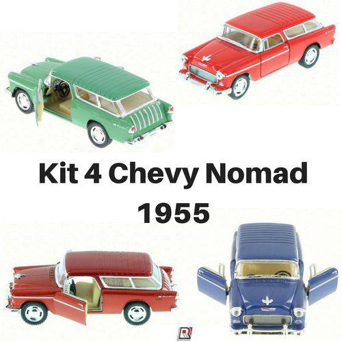Tamanhos, Medidas e Dimensões do produto Kit 4 Carrinho de Coleção Antigo Chevy Nomad 1955 1/40 de Ferro