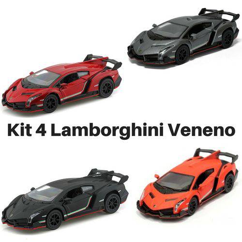 Tamanhos, Medidas e Dimensões do produto Kit 4 Carrinho de Coleção Lamborghini Veneno 1/36 Kinsmart
