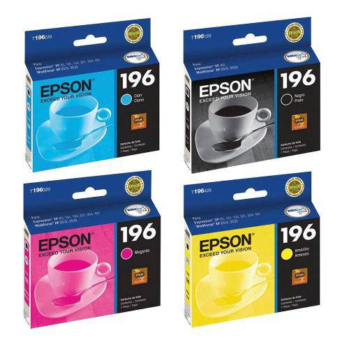 Tamanhos, Medidas e Dimensões do produto Kit 4 Cartucho Epson Original 196 para Xp-204 Xp-401 Xp2512 T196120 T196220 T196320 T196420