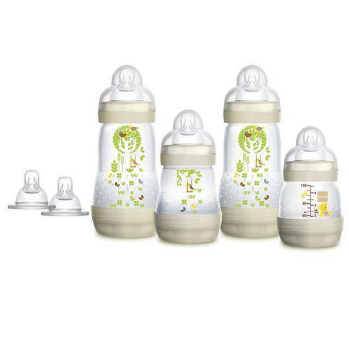 Tamanhos, Medidas e Dimensões do produto Kit 4 Mamadeiras First Bottle Marfim + 2 Bicos Extras - Gift Set - MAM