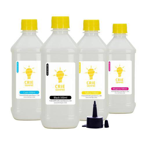 Tamanhos, Medidas e Dimensões do produto Kit 4 Tintas Sublimáticas para Epson L365 Premium Crie Sempre Cmyk 500ml