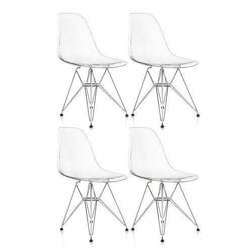Tamanhos, Medidas e Dimensões do produto KIT - 4 X Cadeiras Eames Eiffel DKR - Transparente - Incolor