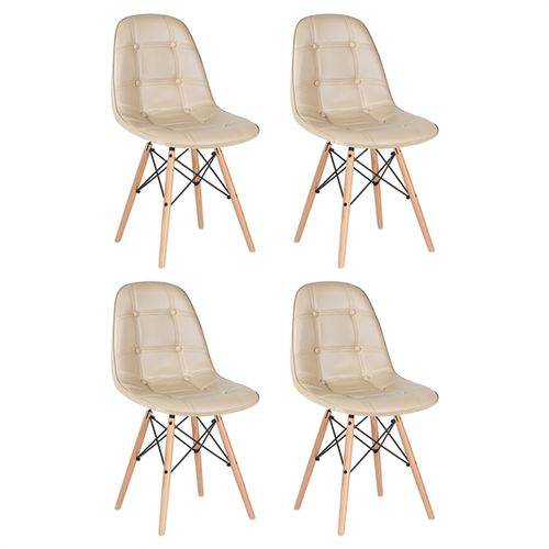 Tamanhos, Medidas e Dimensões do produto KIT - 4 X Cadeiras Estofadas Eames Botonê - Eiffel - Nude - Madeira Clara