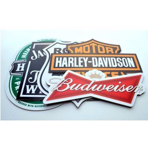 Tamanhos, Medidas e Dimensões do produto Kit 5 Placas Decorativas Budweiser Harley Route 66 Jack