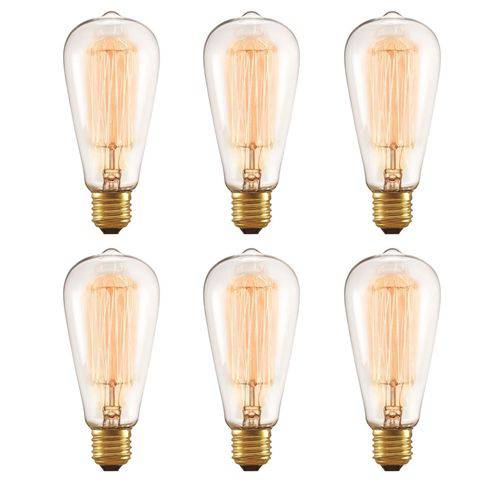 Tamanhos, Medidas e Dimensões do produto Kit 6x Lâmpadas Filamento Edison St64 Retro Vintage 40w 110v