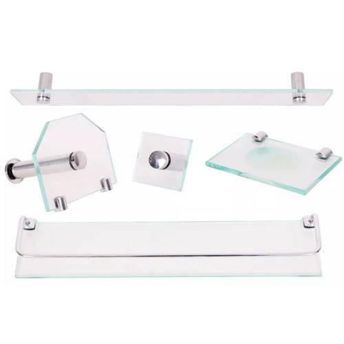 Tamanhos, Medidas e Dimensões do produto Kit Acessórios de Vidro para Banheiro Incolor Retangular