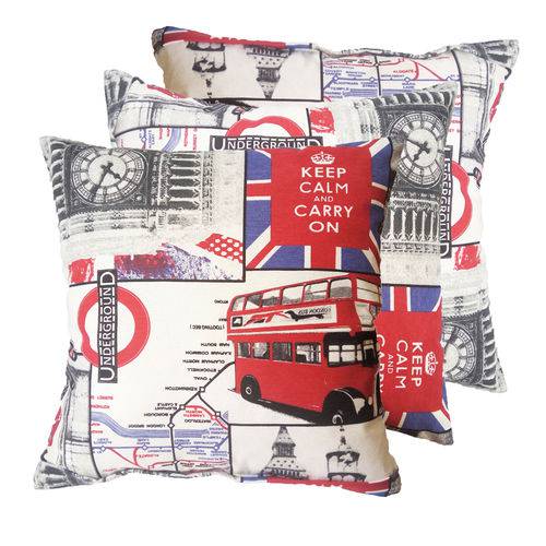 Tamanhos, Medidas e Dimensões do produto Kit 3 Almofadas Londres Inglaterra Vermelha Branca 45x45cm - só Decorativas