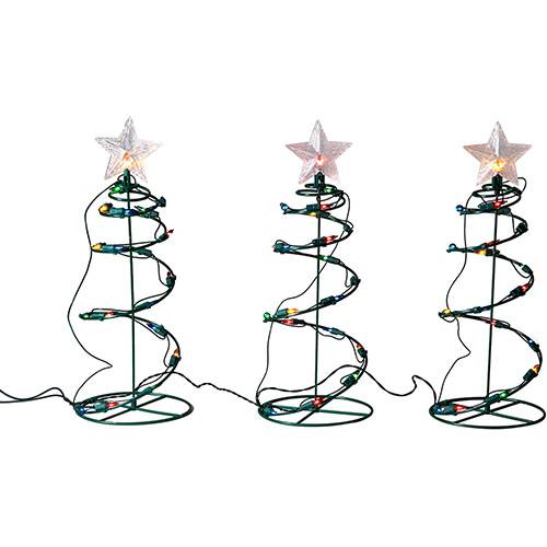 Tamanhos, Medidas e Dimensões do produto Kit Árvore de Natal em Espiral Iluminada , 3 Unidades, 60 Lâmpadas Coloridas - 110V - Christmas Traditions