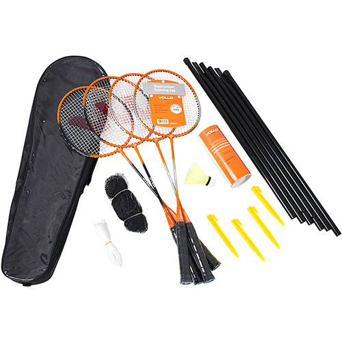 Tamanhos, Medidas e Dimensões do produto Kit Badminton 4 Raq 3 Petecas Rede e Suporte