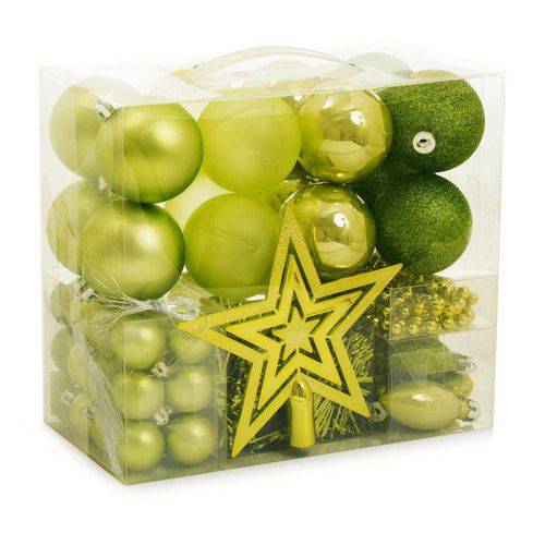 Tamanhos, Medidas e Dimensões do produto Kit Bolas Festões e Cordões para Arvore Verde Limão - 44 Peças