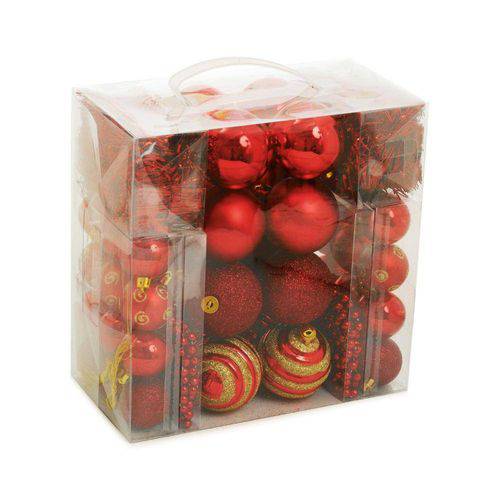 Tamanhos, Medidas e Dimensões do produto Kit Bolas Festões e Cordões para Arvore Vermelho 2 - 44 Peças