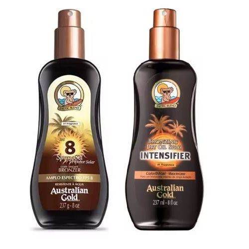 Tamanhos, Medidas e Dimensões do produto Kit Bronzeador Fps 8 + Intensificador Australian Gold 2x237ml