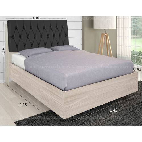 Tamanhos, Medidas e Dimensões do produto Kit Cabeceira Isis com Cama Super Box para Colchão 138 – Rovere/Preto