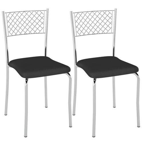 Tamanhos, Medidas e Dimensões do produto Kit 2 Cadeiras com Encosto Aramado Pc04 - Preto/cromado
