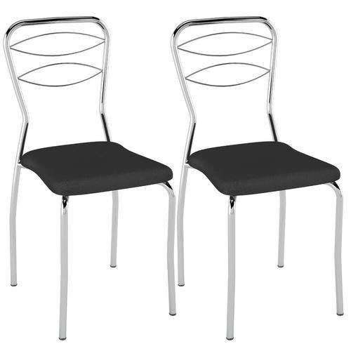 Tamanhos, Medidas e Dimensões do produto Kit 2 Cadeiras para Cozinha Tubular Pc11- Preto/cromado