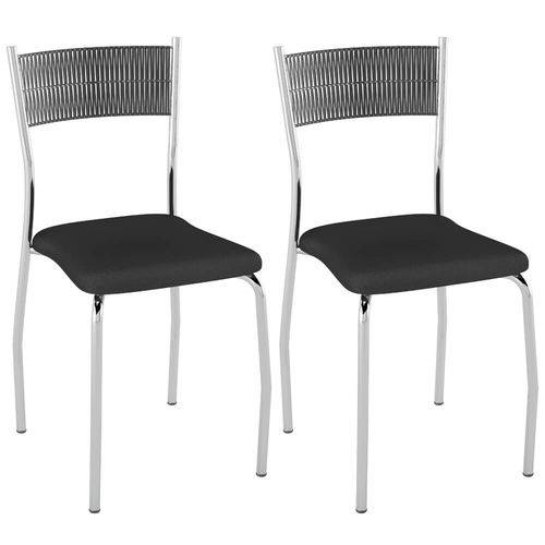 Tamanhos, Medidas e Dimensões do produto Kit 2 Cadeiras Tubular com Encosto Junco - Preto/cromado