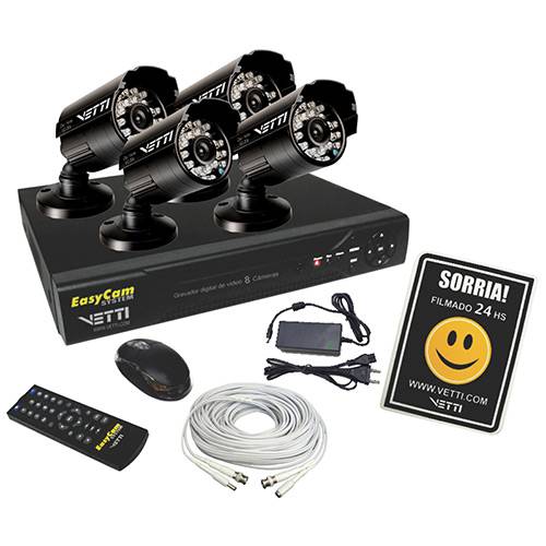 Tamanhos, Medidas e Dimensões do produto Kit Câmeras de Segurança - Vetti Easycam 8 Canais 4E 500Gb
