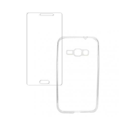 Tamanhos, Medidas e Dimensões do produto Kit Capa (+Película Vidro) Samsung Galaxy J1 (2016) Mini / Nxt Silicone Tpu - Transparente - Mm Case