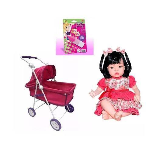 Tamanhos, Medidas e Dimensões do produto Kit Carrinho Berço Reborn + Boneca Baby Kiss + Mamadeira