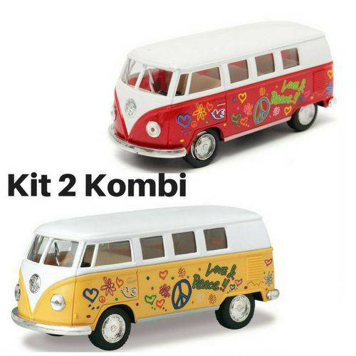 Tamanhos, Medidas e Dimensões do produto Kit 2 Carrinho de Coleção Antigo Volkswagen Kombi / Combi / Perua 1962 Ferro