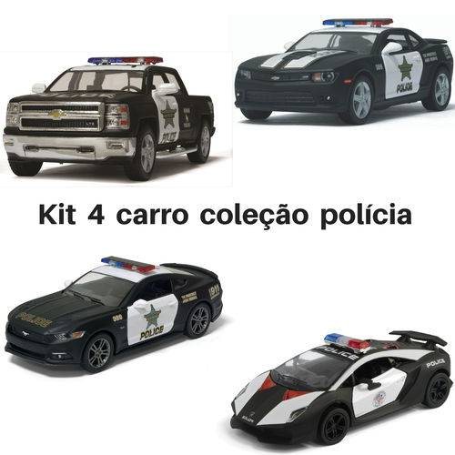 Tamanhos, Medidas e Dimensões do produto Kit 2 Carrinho de Coleção Viatura Policial / Policia Mustang e Silverado Oferta