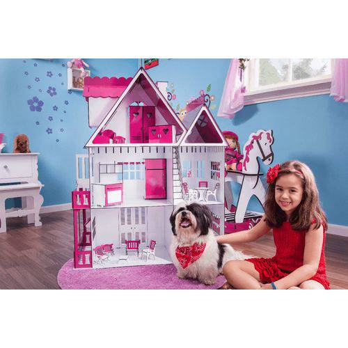 Tamanhos, Medidas e Dimensões do produto Kit Casa de Bonecas com Moveis Escala Barbie Emily Estilo Sonhos S+S - Darama