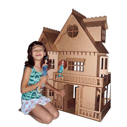 Tamanhos, Medidas e Dimensões do produto Kit Casa de Bonecas com Moveis Escala Barbie Emily Mdf Cru C+C - Darama