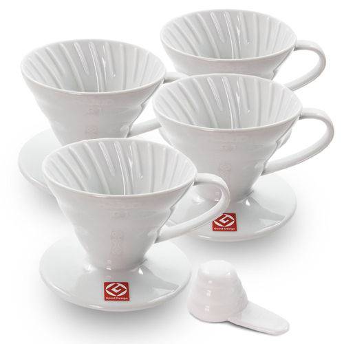 Tamanhos, Medidas e Dimensões do produto Kit com 4 Coadores de Café em Acrílico Branco Hario V60-02