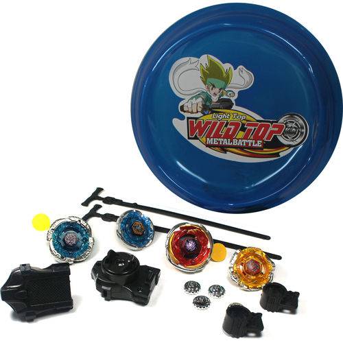 Tamanhos, Medidas e Dimensões do produto Kit com 4 Peões Beyblade Metal + Lançador + Arena - Wild Top