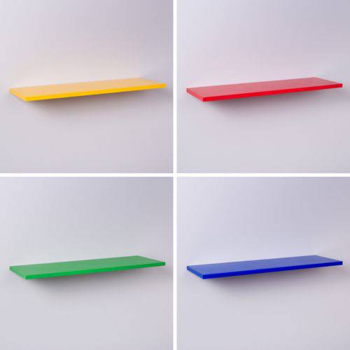 Tamanhos, Medidas e Dimensões do produto Kit com 4 Prateleiras Coloridas 40 X 20cm - Amarelo, Vermelho, Azul e Verde