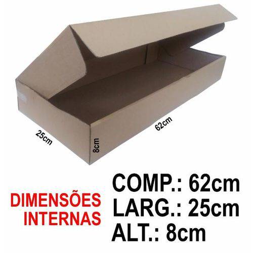 Tamanhos, Medidas e Dimensões do produto Kit com 25 Caixas de Papelão 62 X 25 X 8,5 Cm para Correios e Transporte de Encomendas