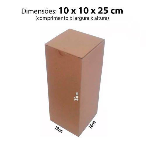 Tamanhos, Medidas e Dimensões do produto Kit com 50 Caixas de Papelão 10x10x25 Cm para Correios e Transporte de Encomendas