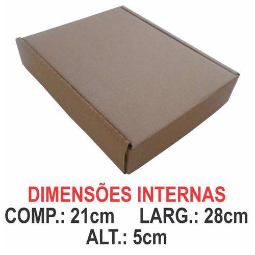Tamanhos, Medidas e Dimensões do produto Kit com 50 Caixas de Papelão Pardo 21 X 28 X 5 Cm, Reforçada, para Correios e Transporte de Encomendas