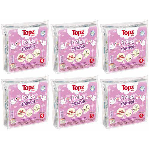 Tamanhos, Medidas e Dimensões do produto Kit com 6 Pacotes de Fralda de Pano Básica Menina - Topz Baby