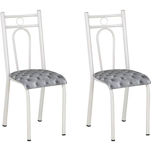 Tamanhos, Medidas e Dimensões do produto Kit com 2 Cadeiras 023 Branco Estampa Capitone - Artefamol