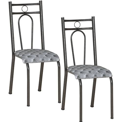 Tamanhos, Medidas e Dimensões do produto Kit com 2 Cadeiras 023 Craqueado Preto Estampa Capitone - Artefamol