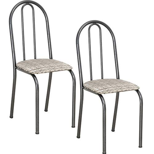 Tamanhos, Medidas e Dimensões do produto Kit com 2 Cadeiras 005 Craqueado Preto Estampa Rattan - Artefamol