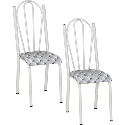 Tamanhos, Medidas e Dimensões do produto Kit com 2 Cadeiras 021 Branco Estampa Capitone - Artefamol