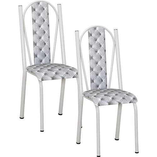 Tamanhos, Medidas e Dimensões do produto Kit com 2 Cadeiras 028 Branco Estampa Capitone - Artefamol