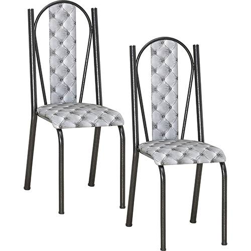 Tamanhos, Medidas e Dimensões do produto Kit com 2 Cadeiras 028 Craqueado Preto Estampa Capitone - Artefamol