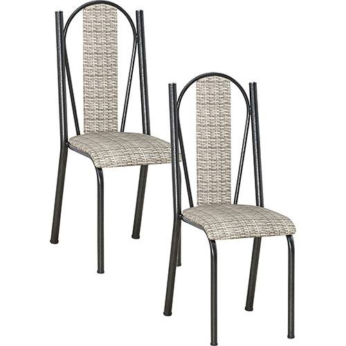 Tamanhos, Medidas e Dimensões do produto Kit com 2 Cadeiras 028 Craqueado Preto Estampa Rattan - Artefamol