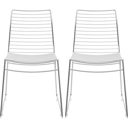 Tamanhos, Medidas e Dimensões do produto Kit com 2 Cadeiras Nicole Cromada Couríssimo Branco - Carraro