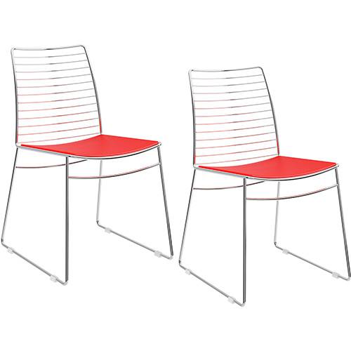 Tamanhos, Medidas e Dimensões do produto Kit com 2 Cadeiras Nicole Cromada Couríssimo Vermelho - Carraro