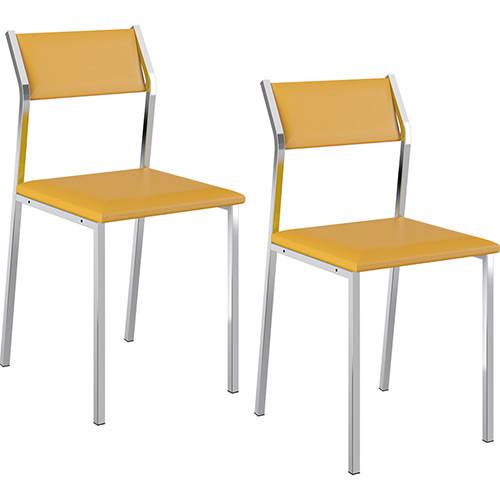 Tamanhos, Medidas e Dimensões do produto Kit com 2 Cadeiras Sofia Cromada Napa Amarela - Carraro